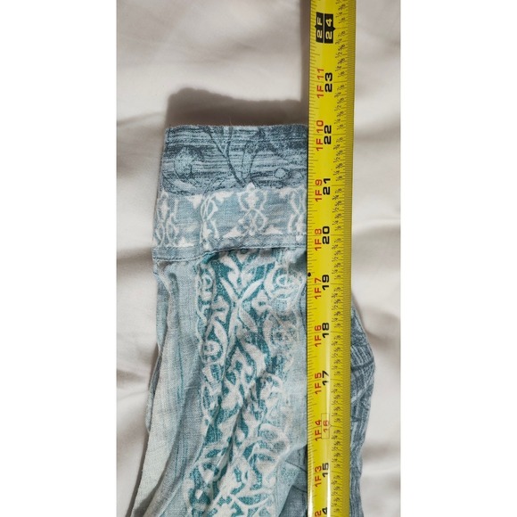 Caribbean Mens 100% Linen Long Sleeve Button Down Shirt Blue Floral Stripe Large - Picture 11 of 14